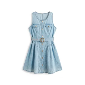 Vestido Denim Claro con Cinturón