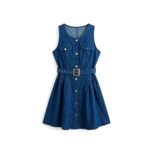 Vestido Denim Oscuro con Cinturón